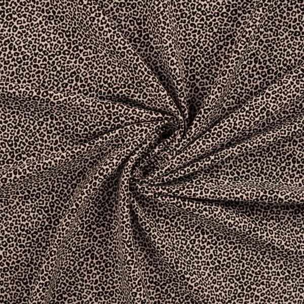 Baumwolljersey in Sand mit Leopard, Stoff in ganzer Breite